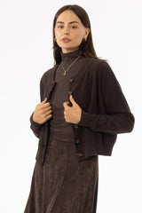 Brown Chunky Knit Cardigan