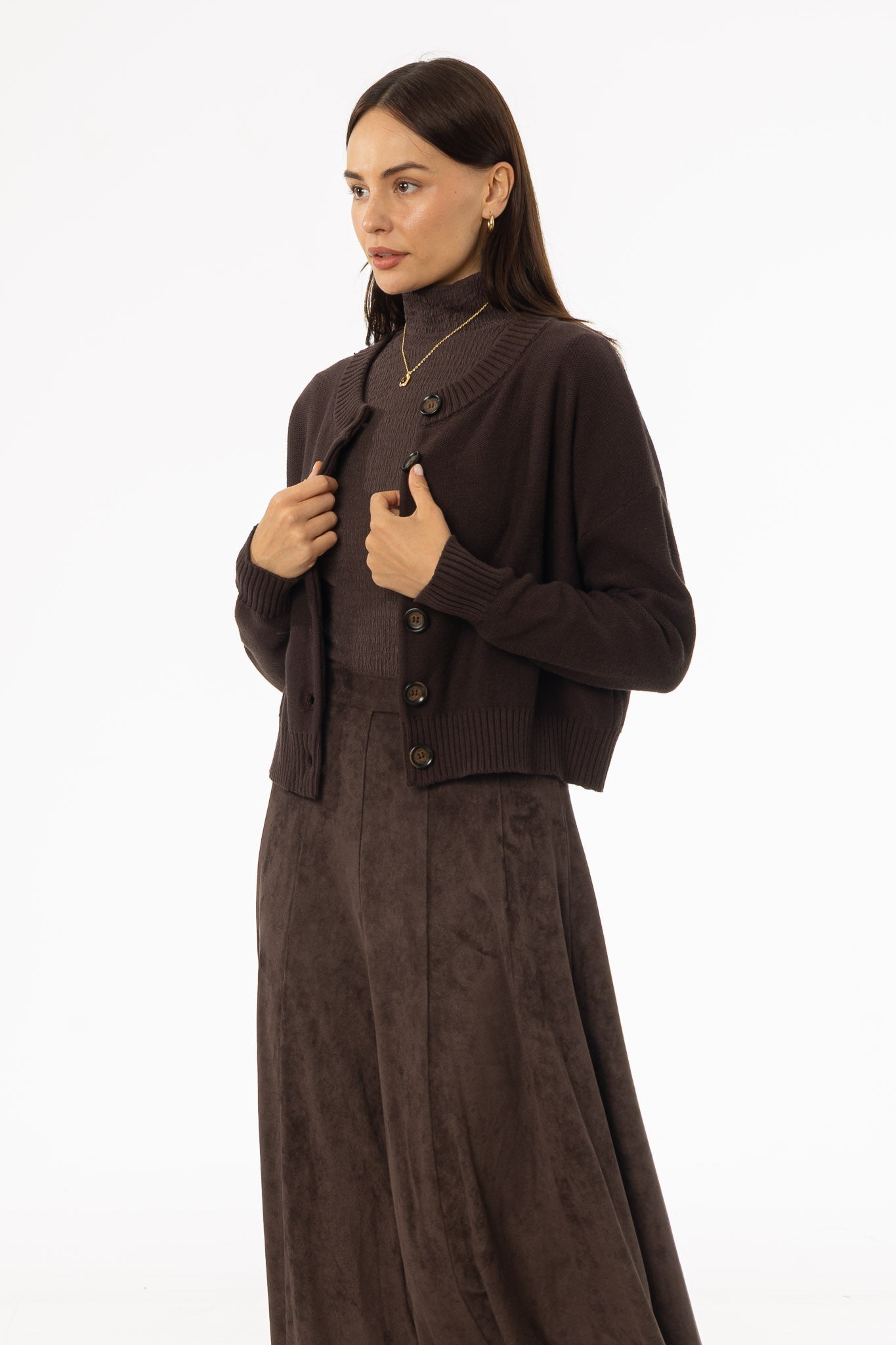 Brown Chunky Knit Cardigan