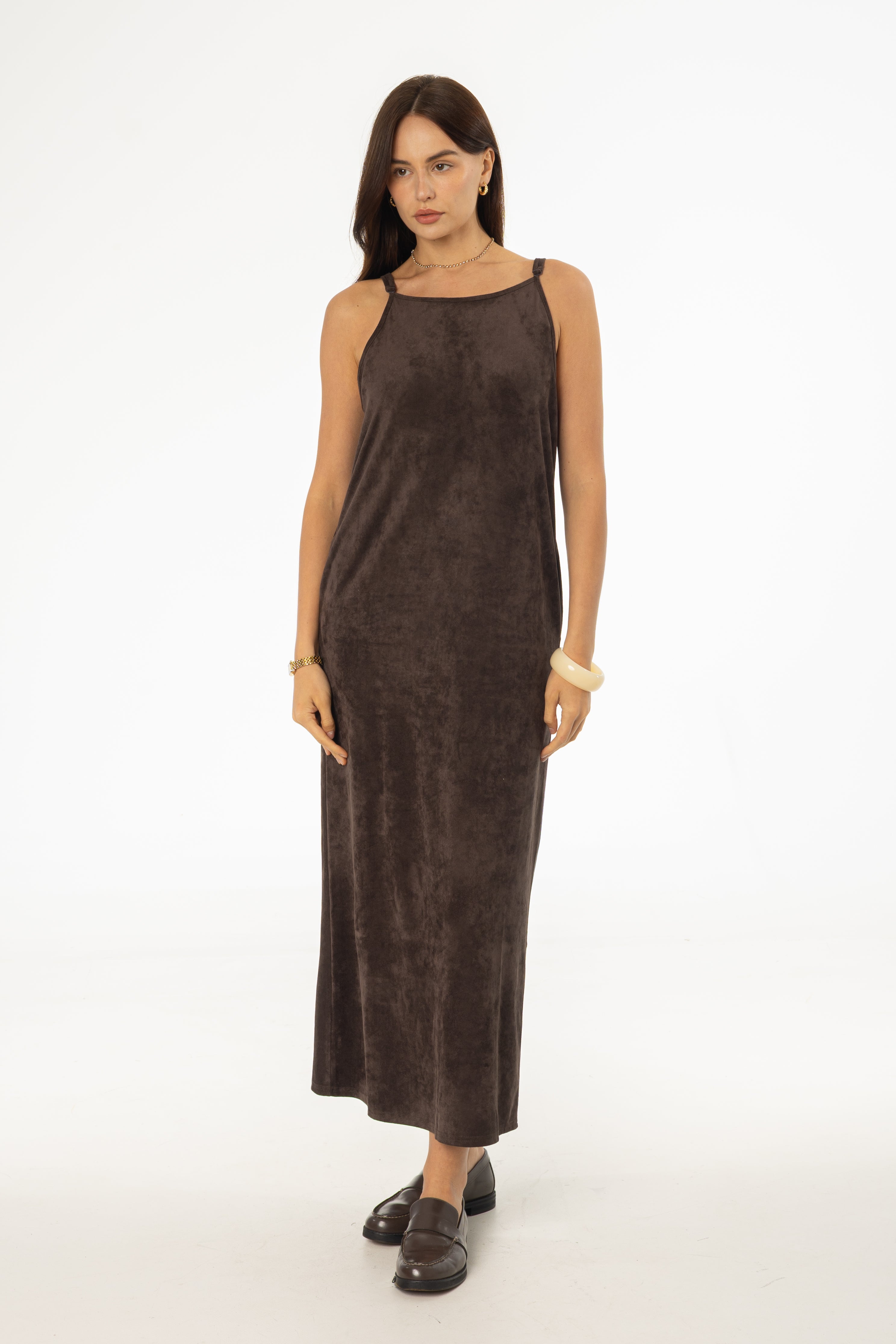 Brown Microsuede Maxi Jumper