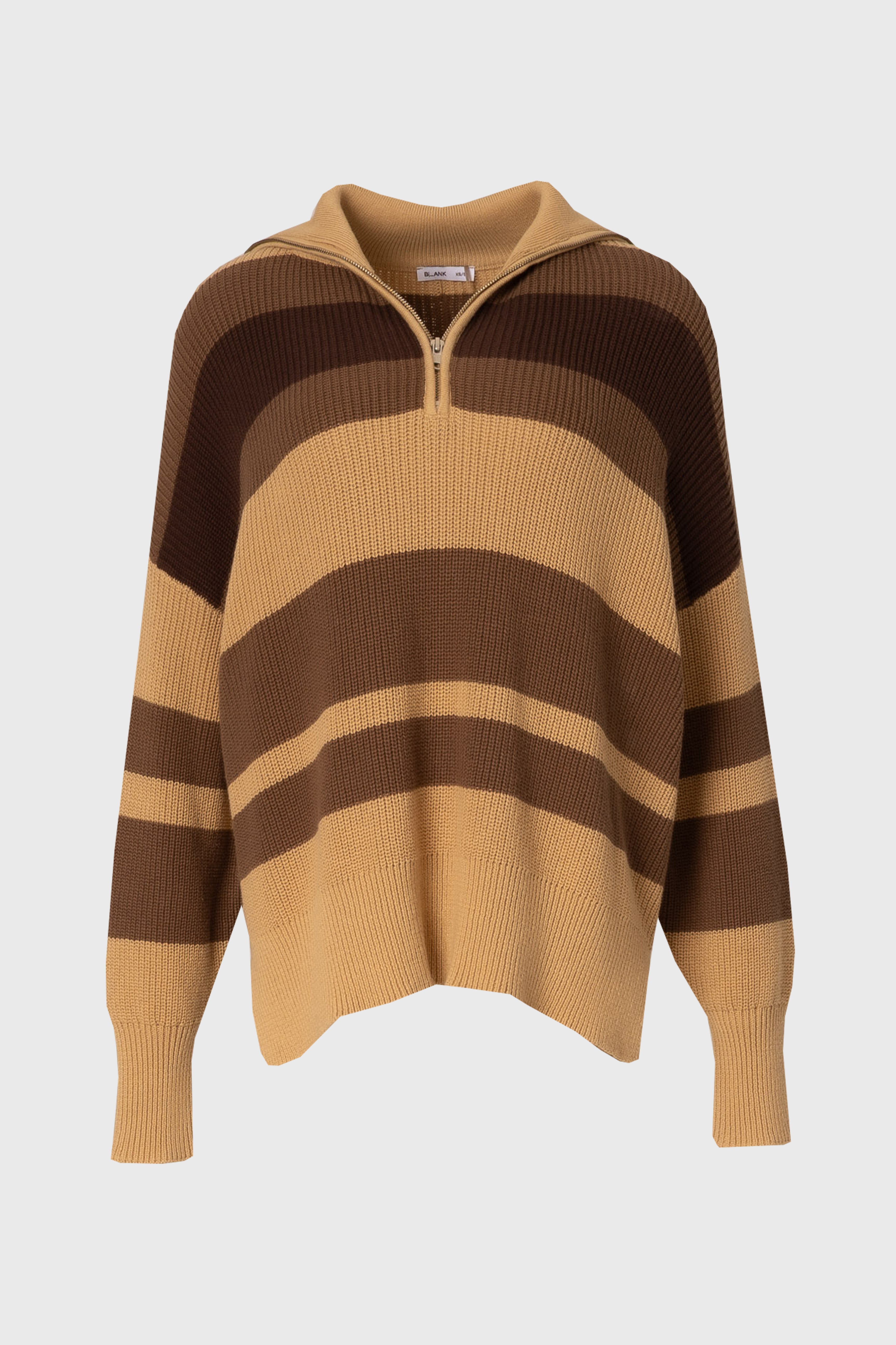 Brown Multi Stripe Collar Sweater