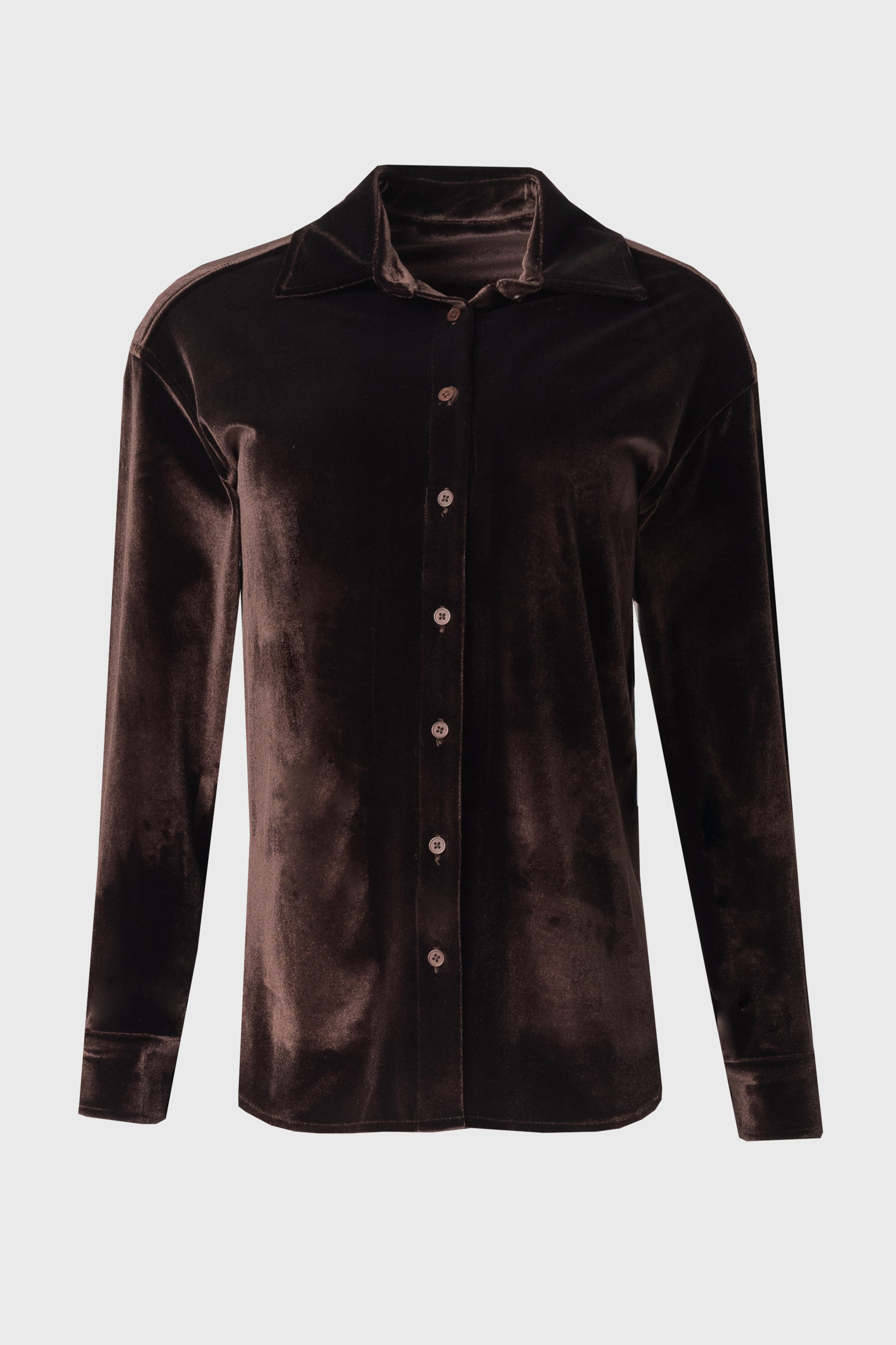 Brown Oversized Velour Blouse