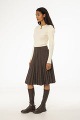 Brown Pleated Skirt