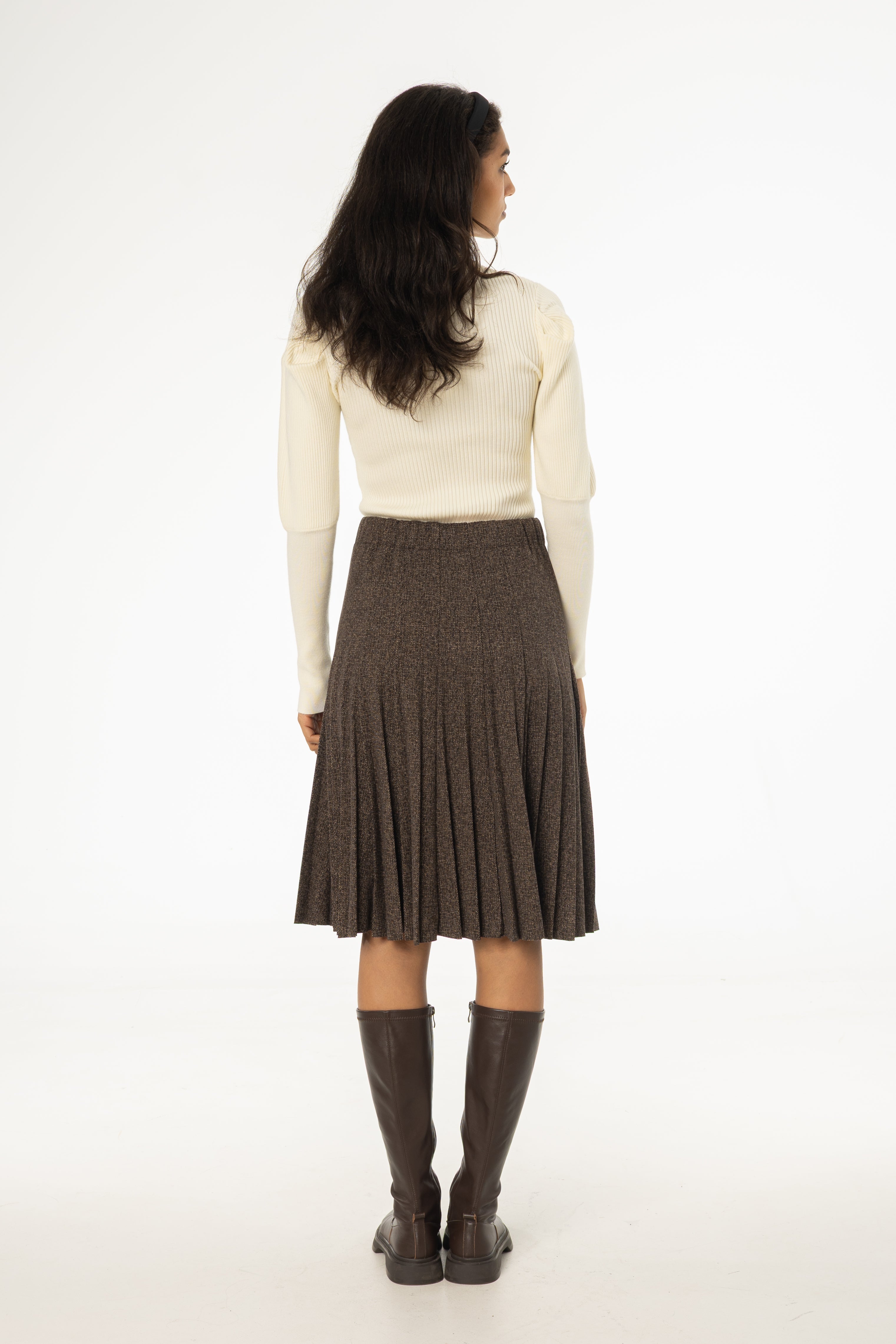 Brown Pleated Skirt