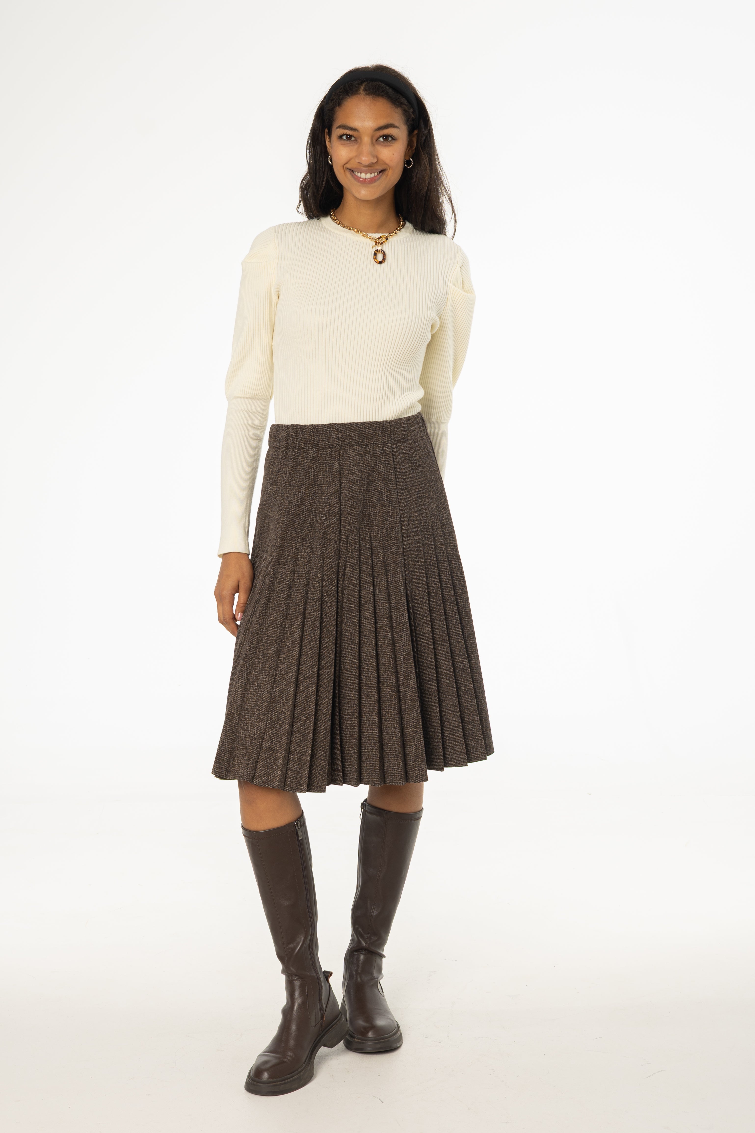 Brown Pleated Skirt