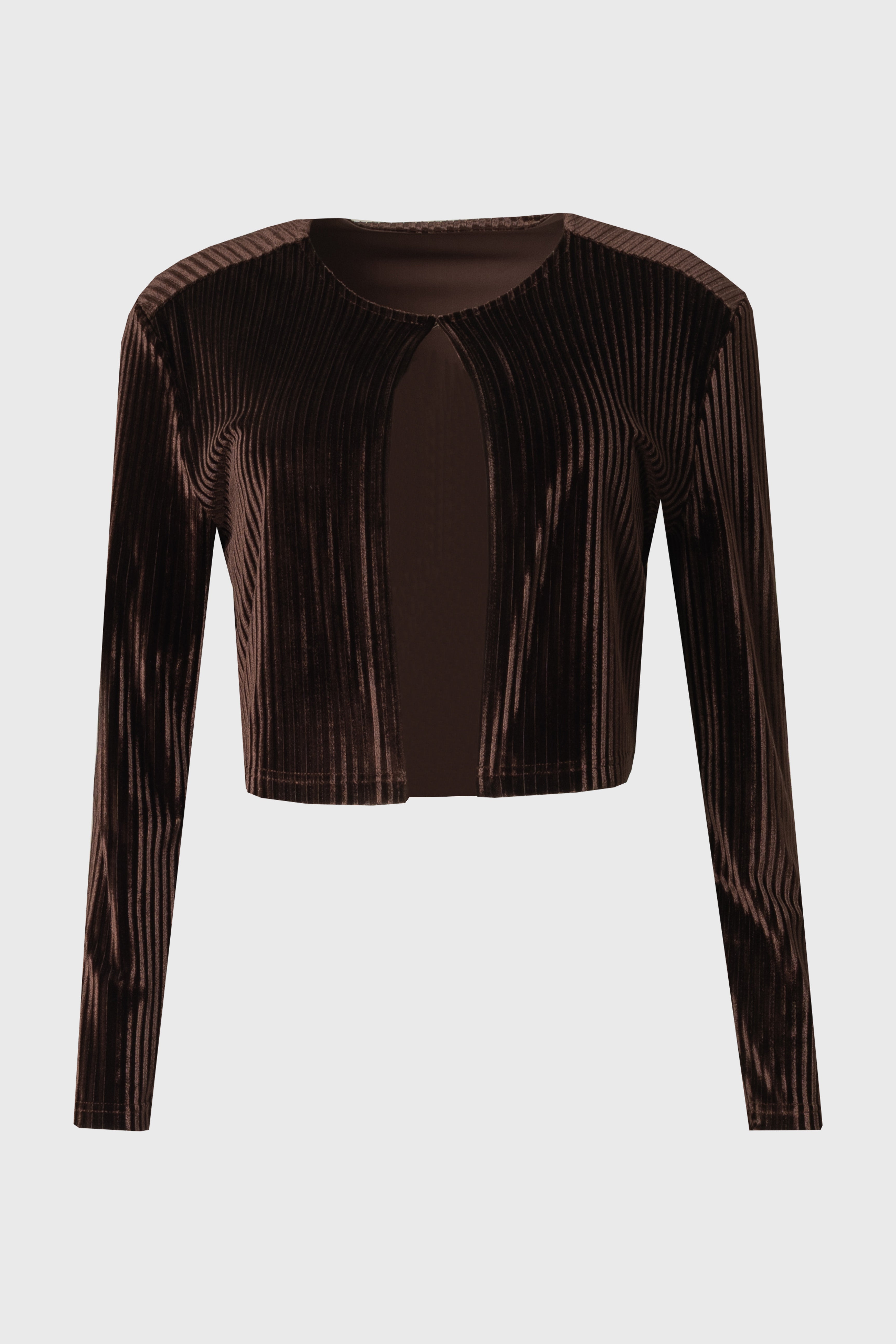 Brown Ribbed Velour Cardigan