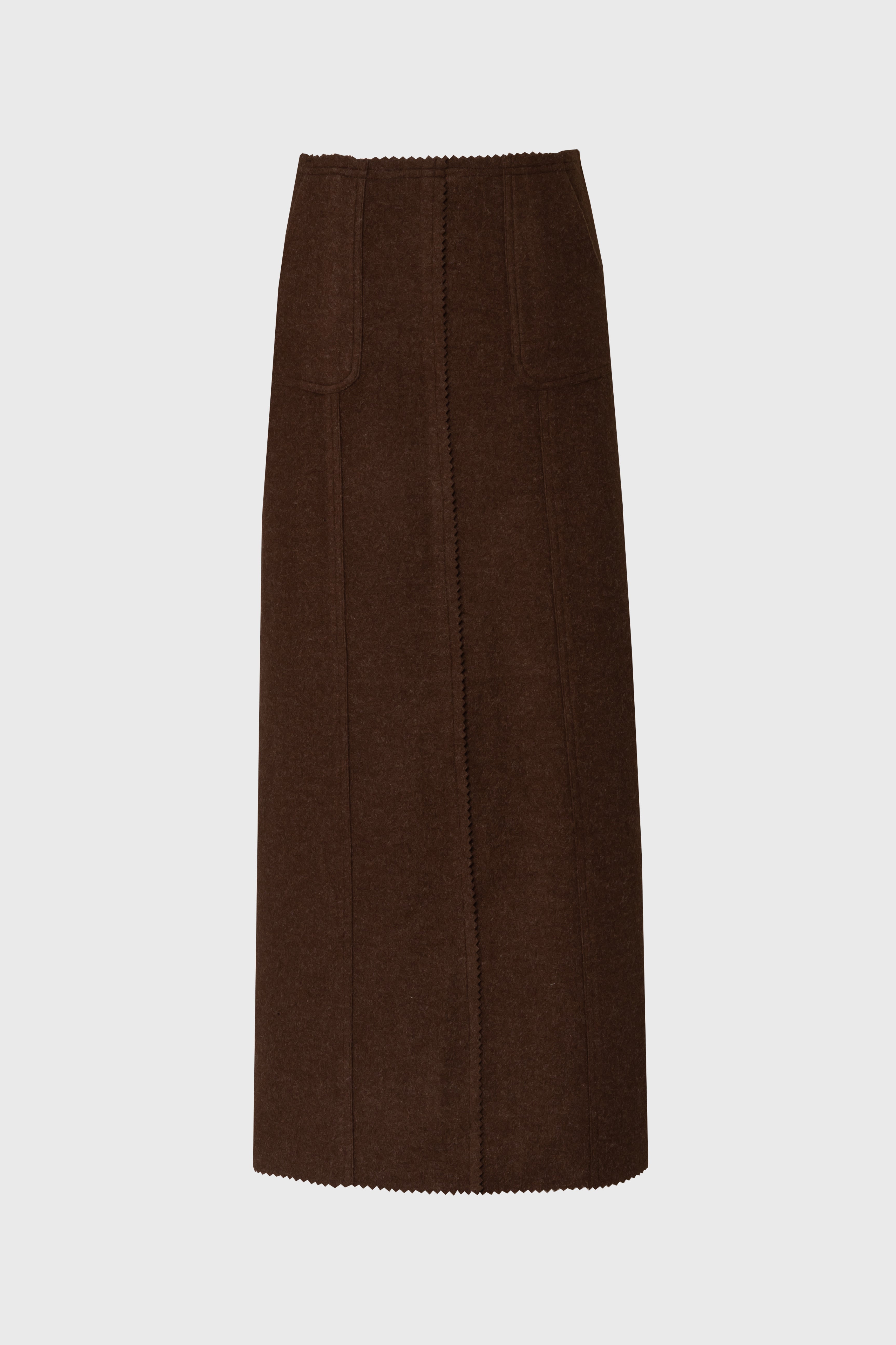 Brown Scalloped Edge Maxi Skirt