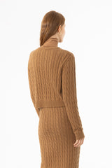 Camel Cable Knit Cardigan