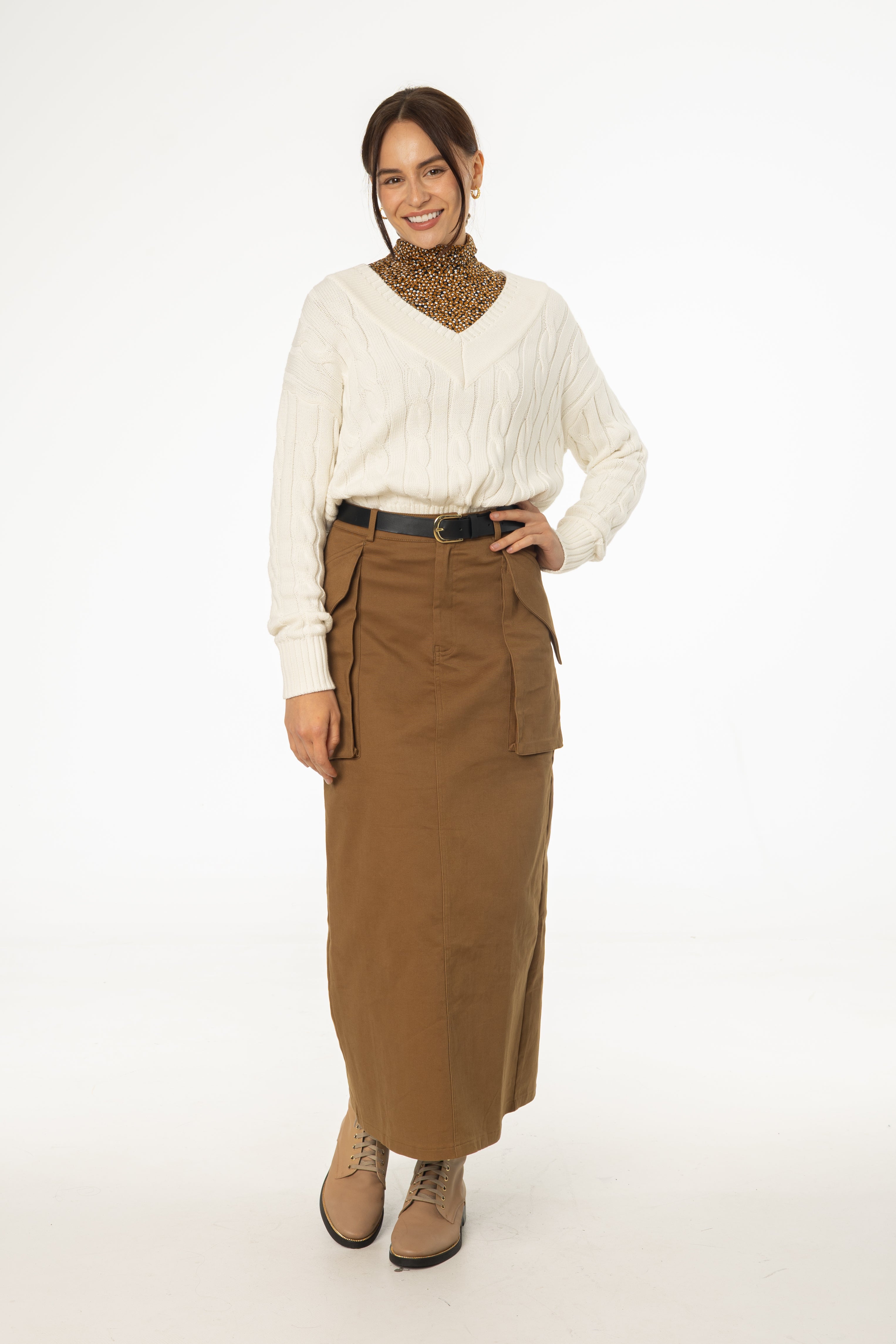Camel Pocket Cargo Skirt