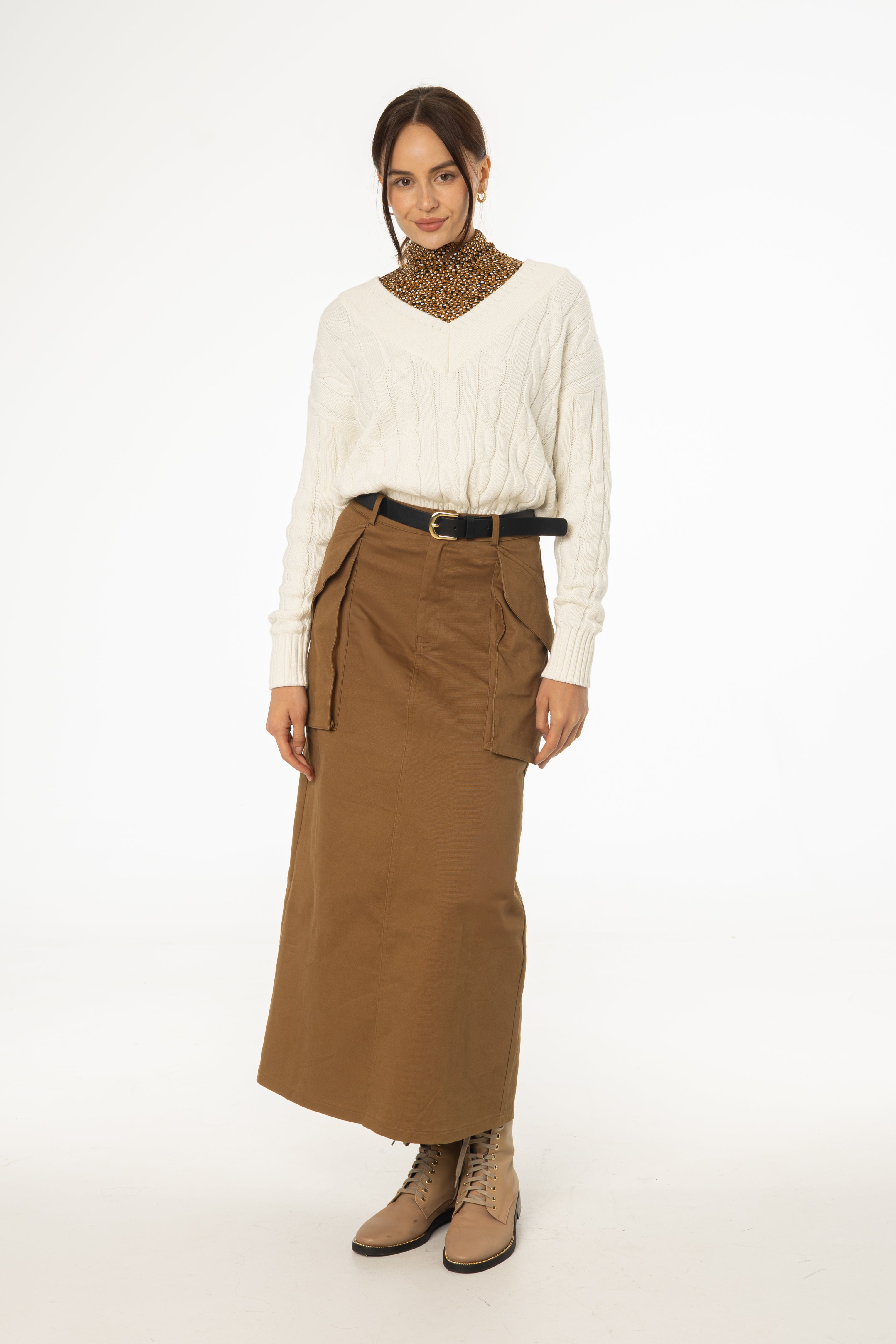Camel Pocket Cargo Skirt