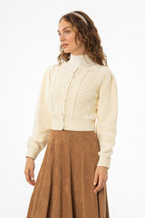 Cream Cropped Crochet Cardigan