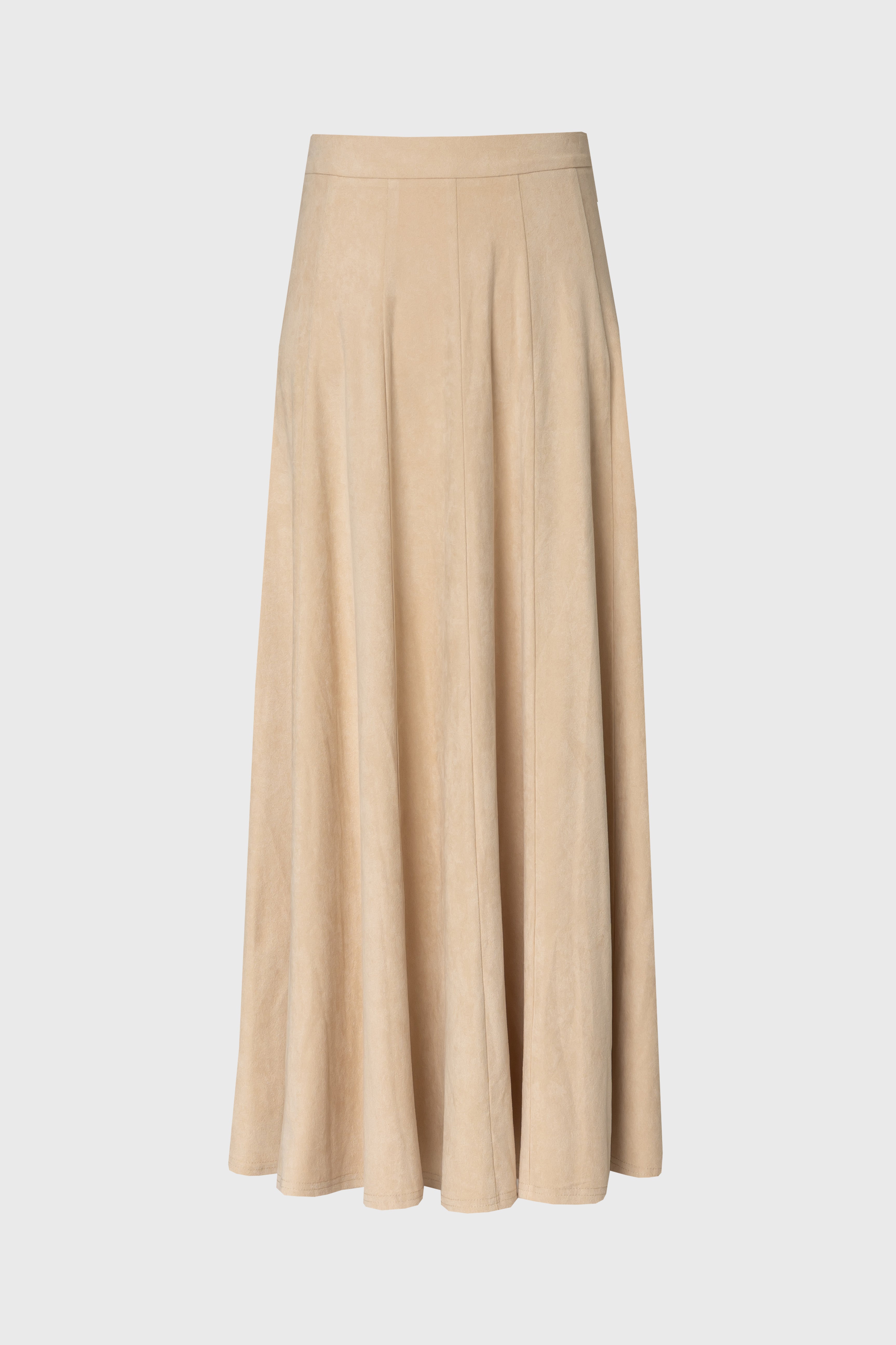Cream Paneled Microsuede Skirt