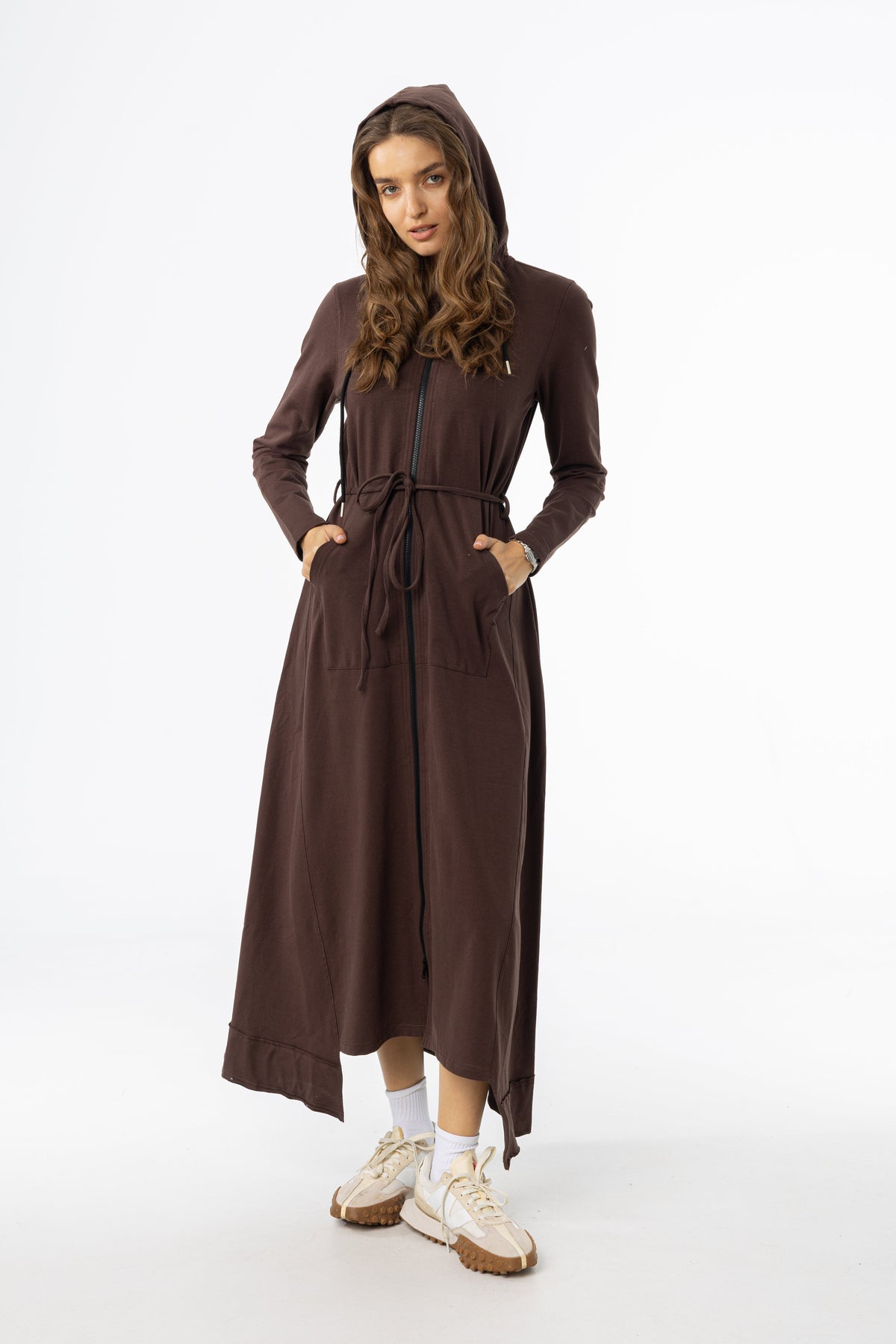Brown Sweatshirt Maxi Dress