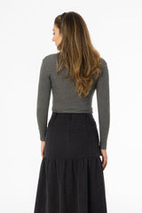 Heather Grey Solid Turtleneck Top