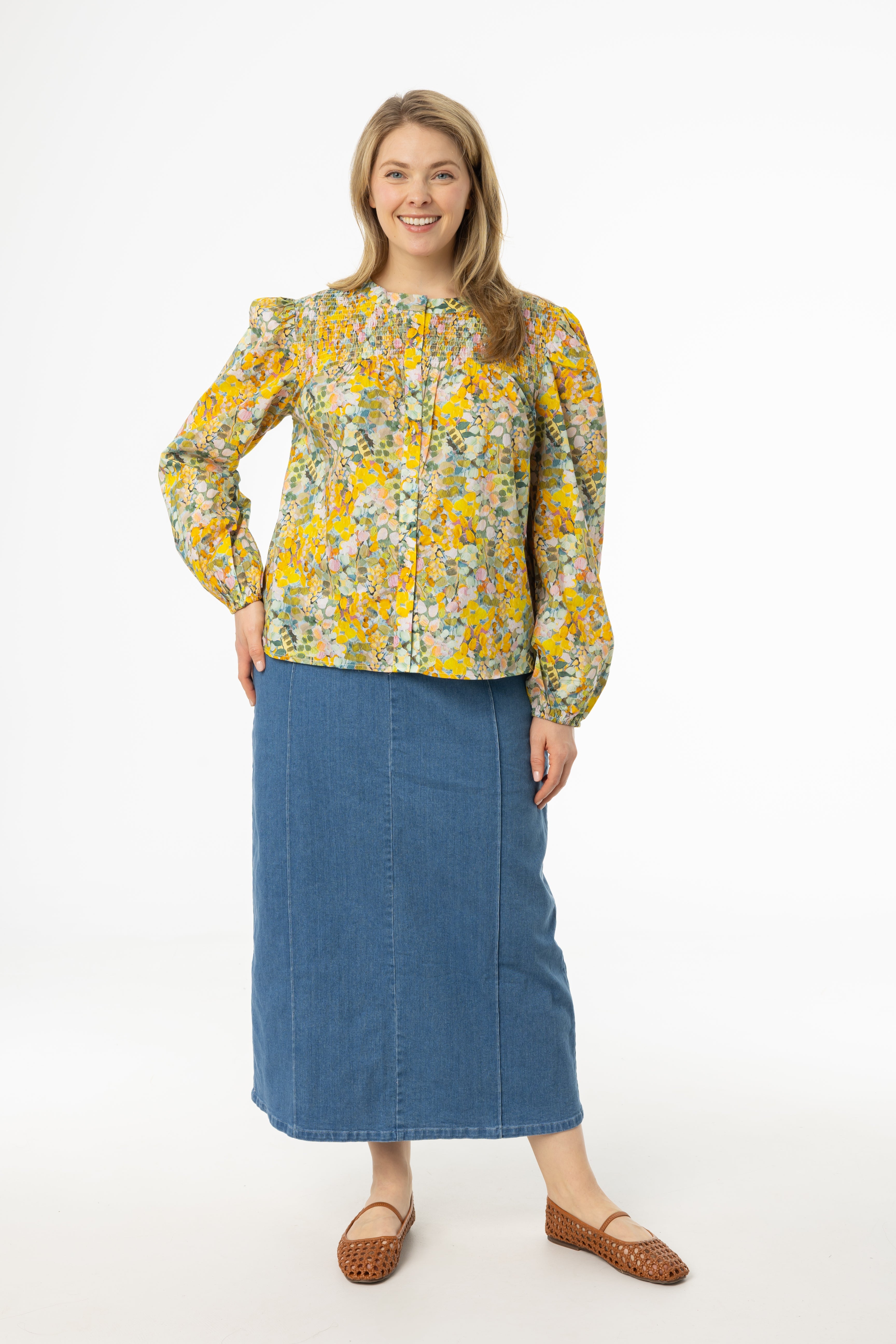 Light Blue Pencil Denim Skirt