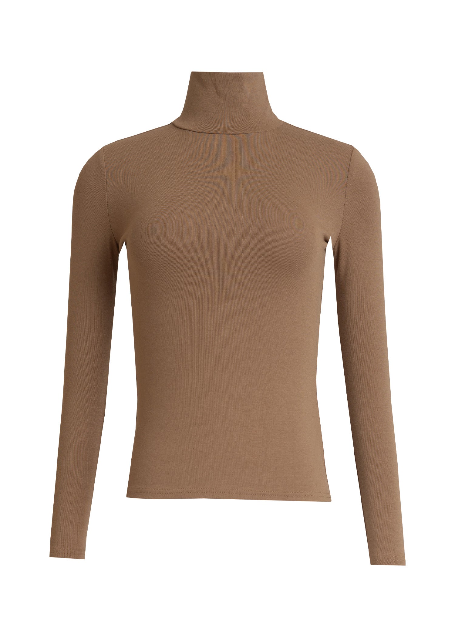 Mocha Solid Turtleneck Top
