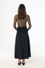 Navy Cargo Corduroy Maxi Skirt