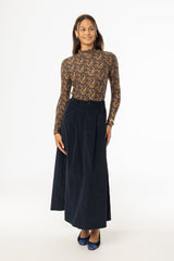 Navy Cargo Corduroy Maxi Skirt