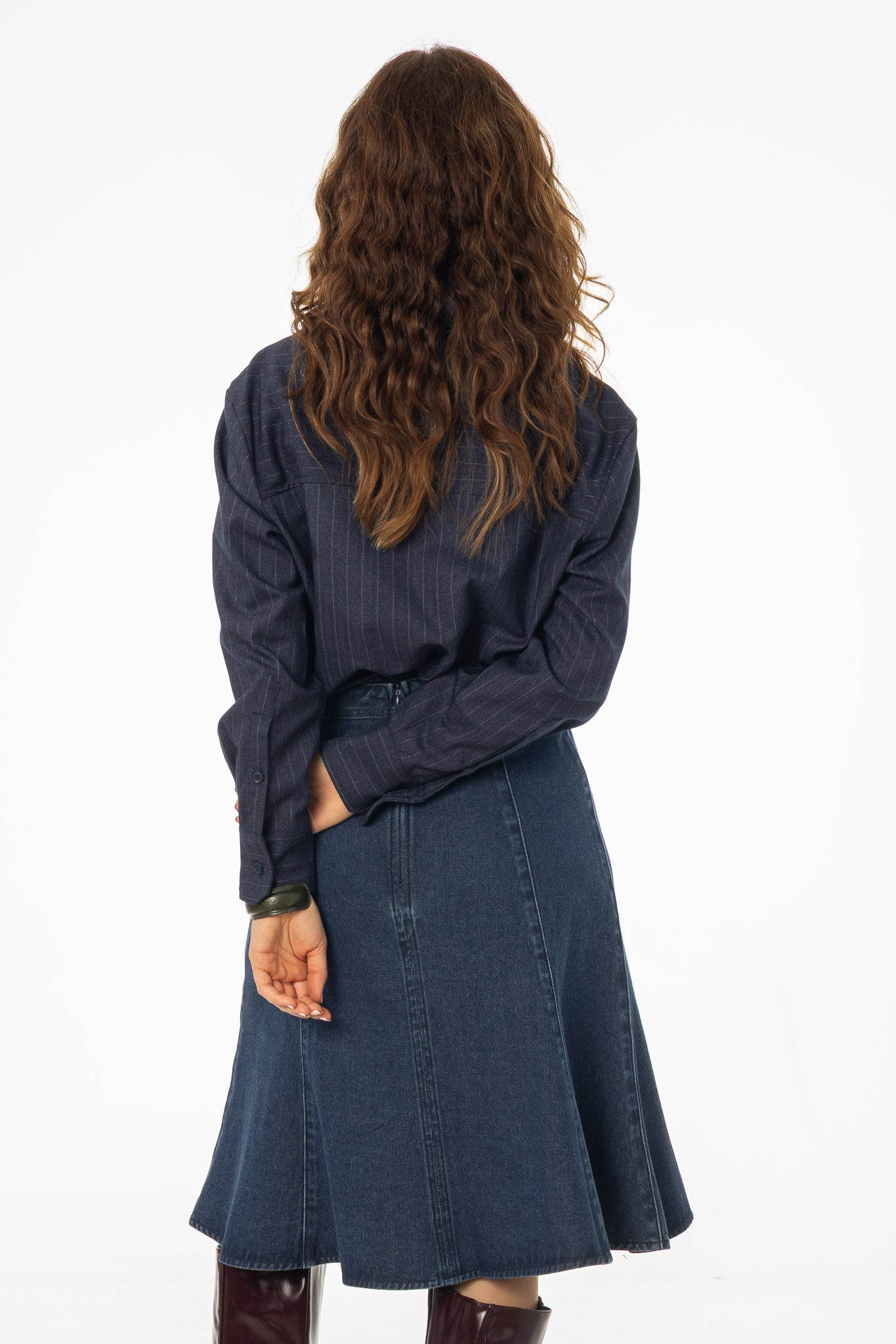 Navy Pinstripe Blouse