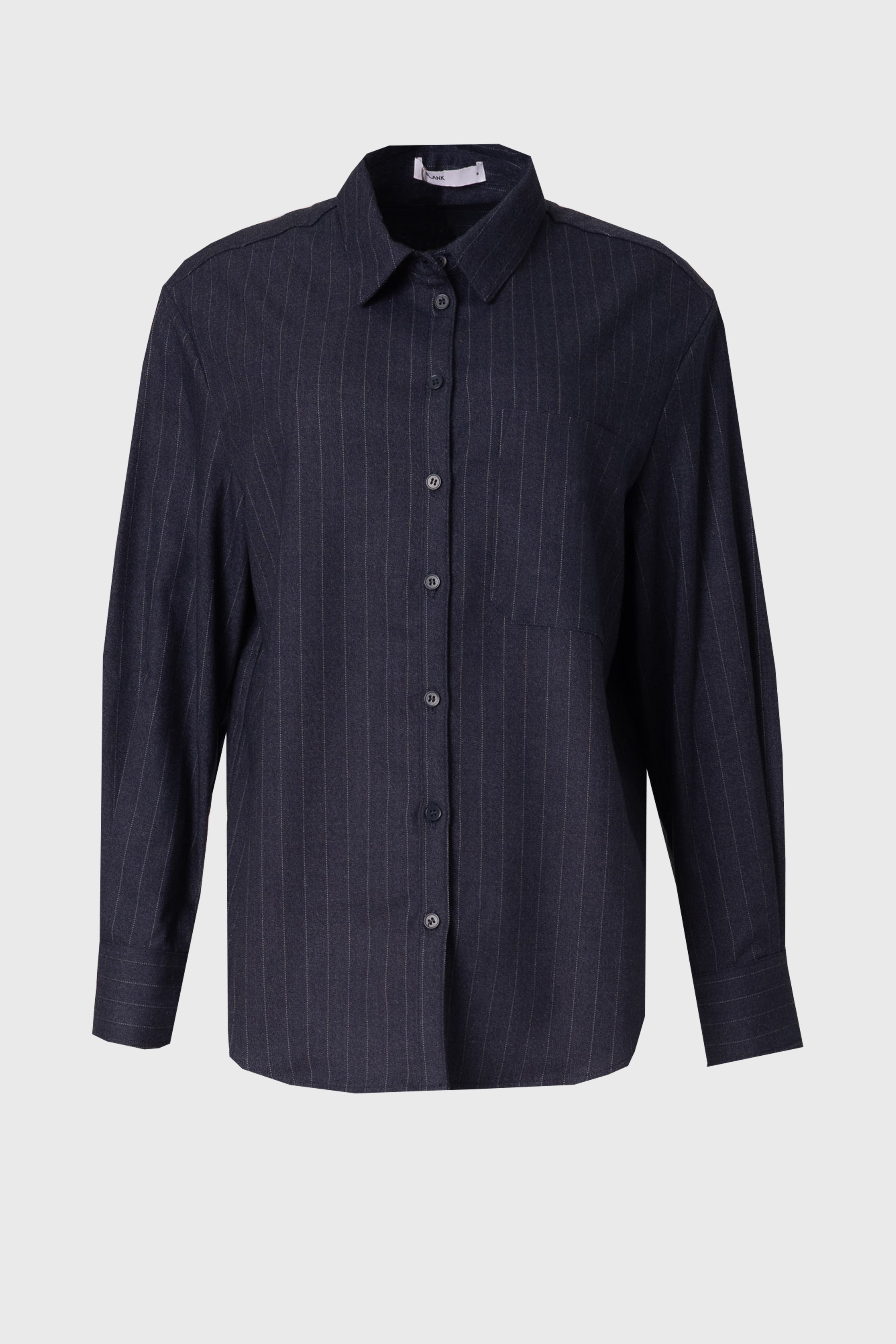 Navy Pinstripe Blouse