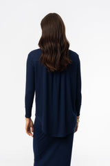 Navy Waved Button Down Shirt