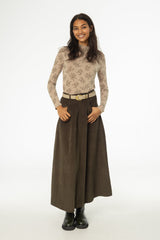 Olive Cargo Corduroy Maxi Skirt