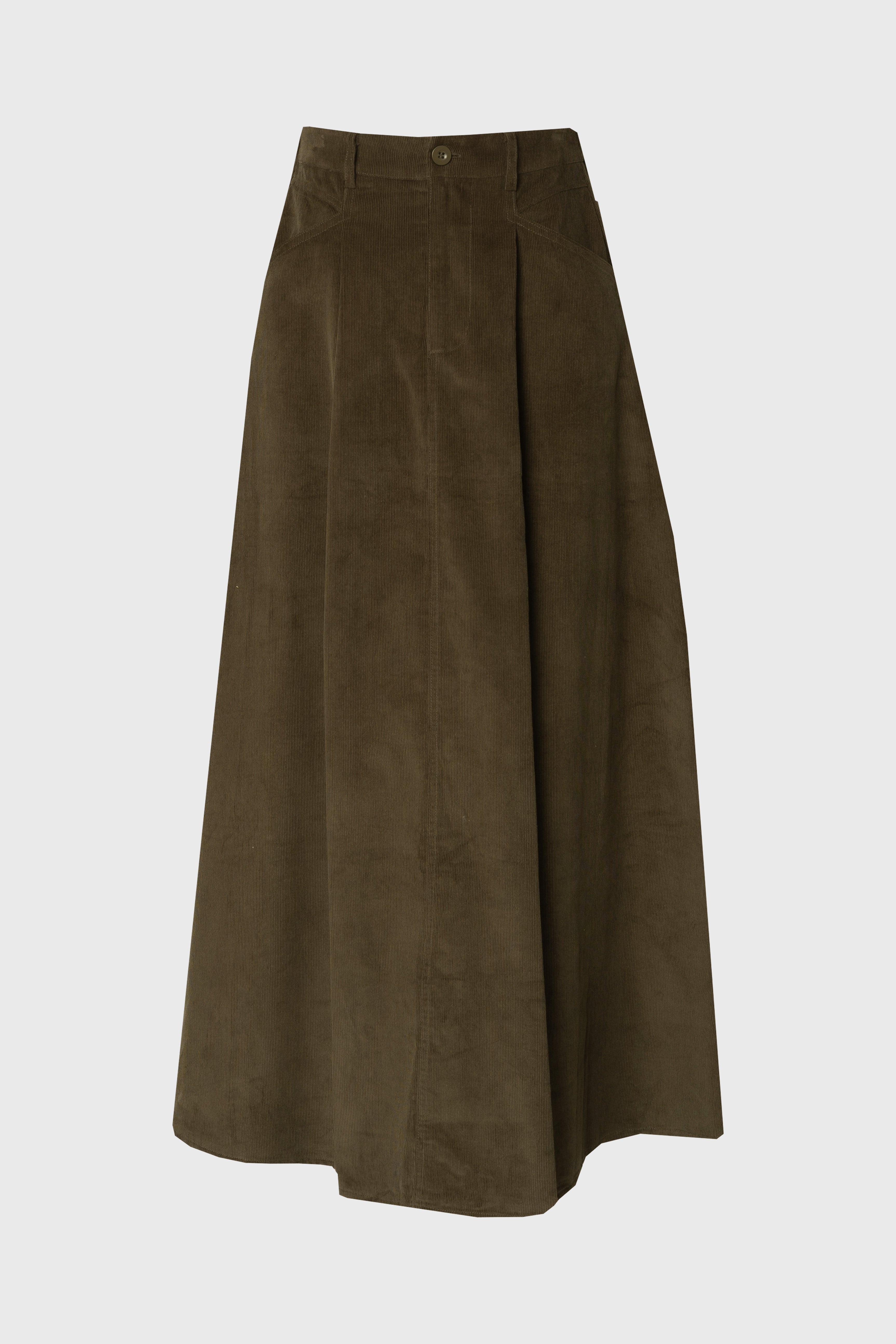 Olive Cargo Corduroy Maxi Skirt