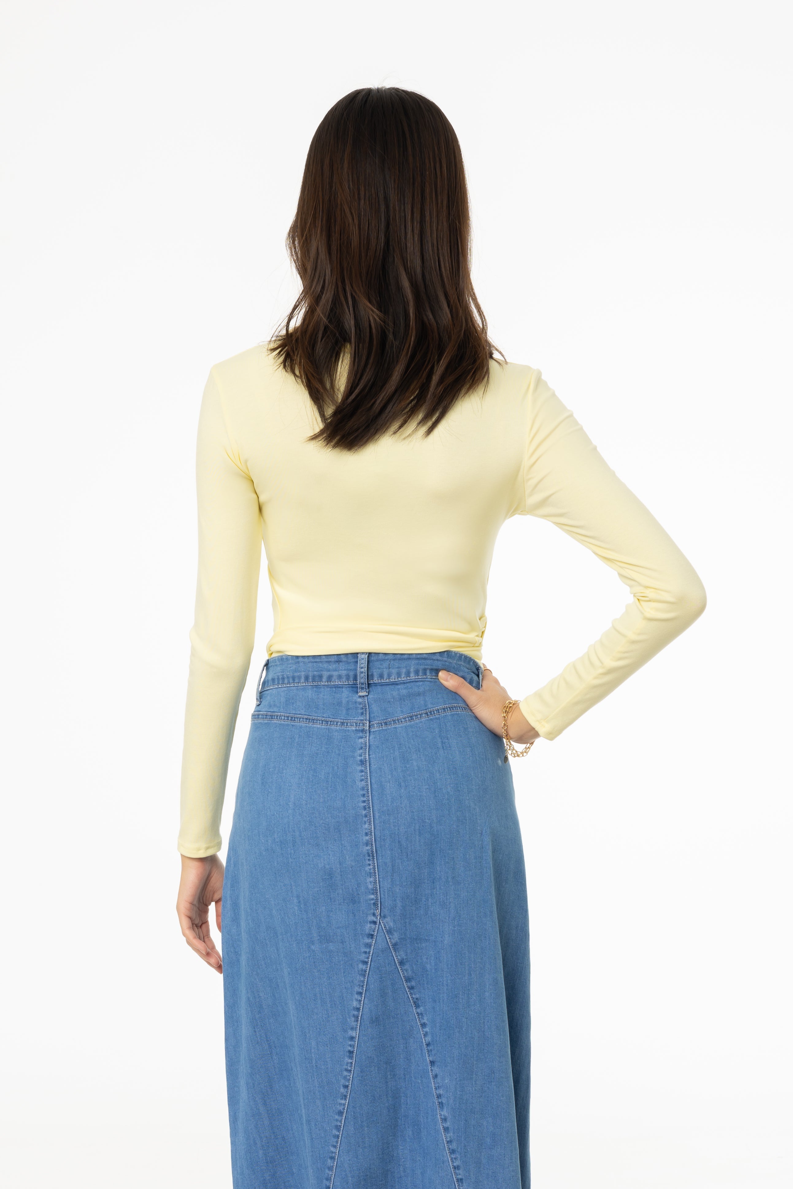 Pale Yellow Solid Wrap T-Shirt