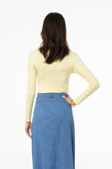 Pale Yellow Solid Wrap T-Shirt