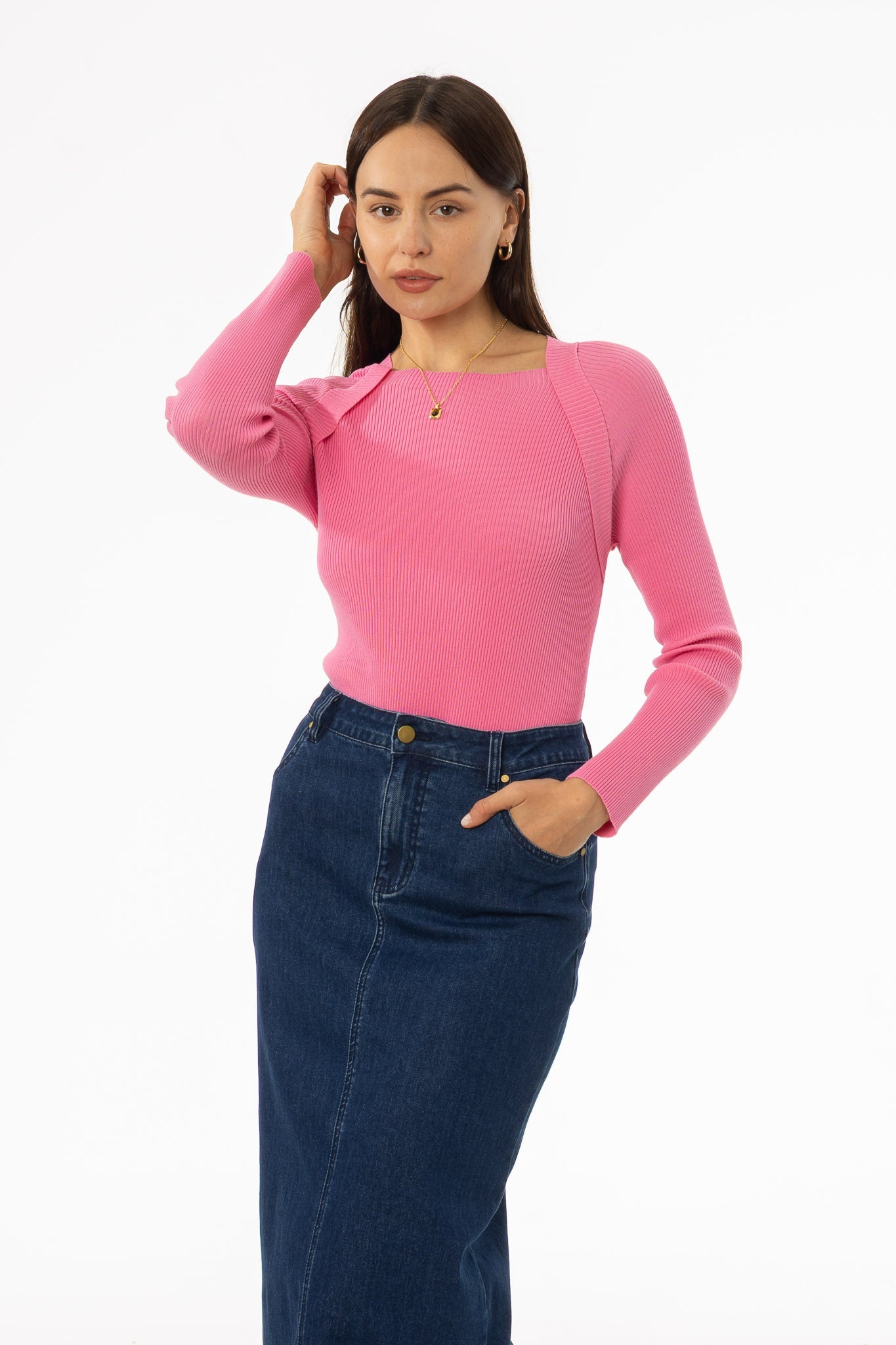 Pink Faux Shrug Knit Top