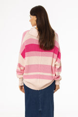Pink Multi Stripe Collar Sweater