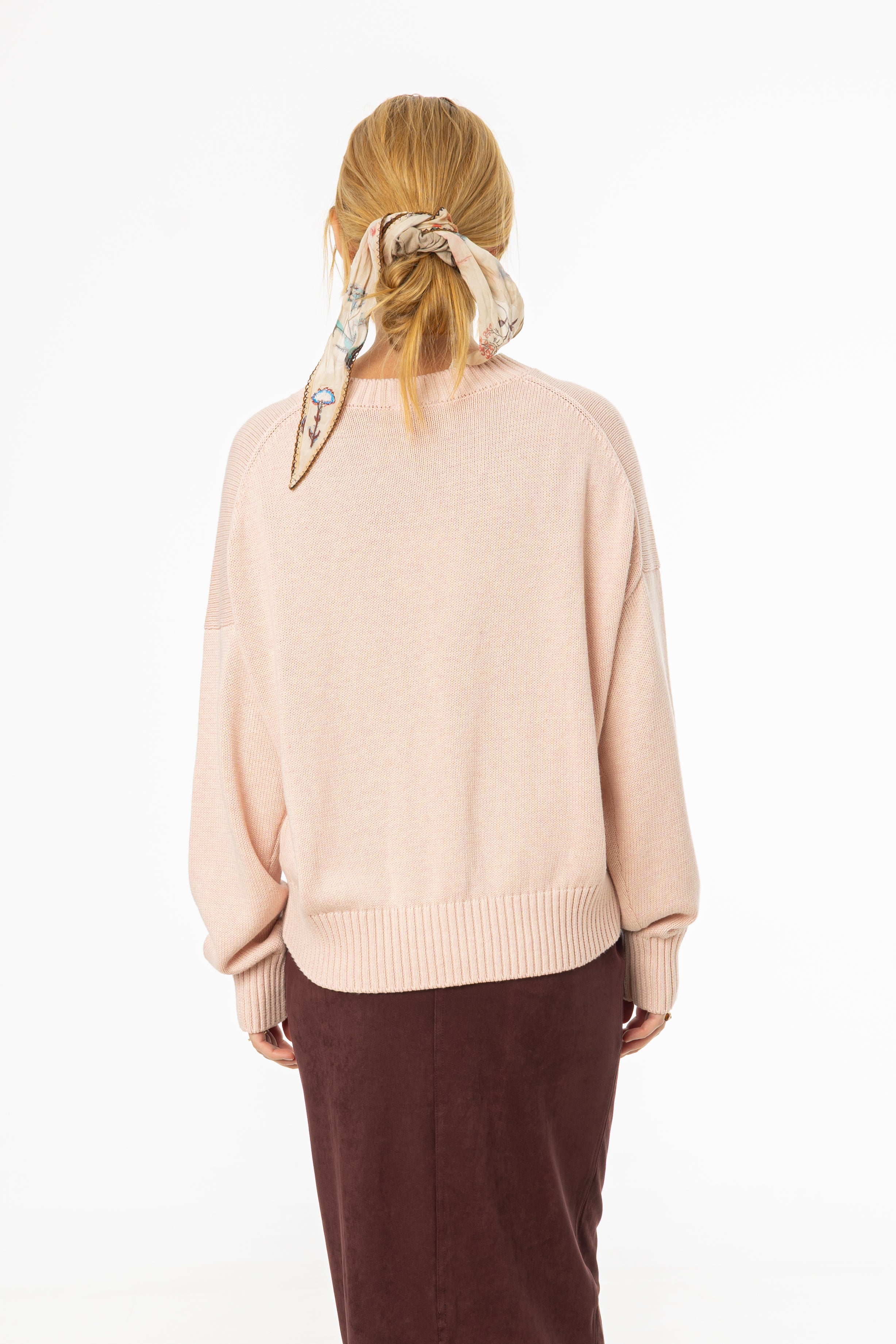 Pink High-Low Oversized Sweater