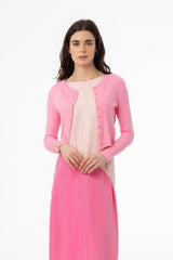 Pink Ribbed Cardigan