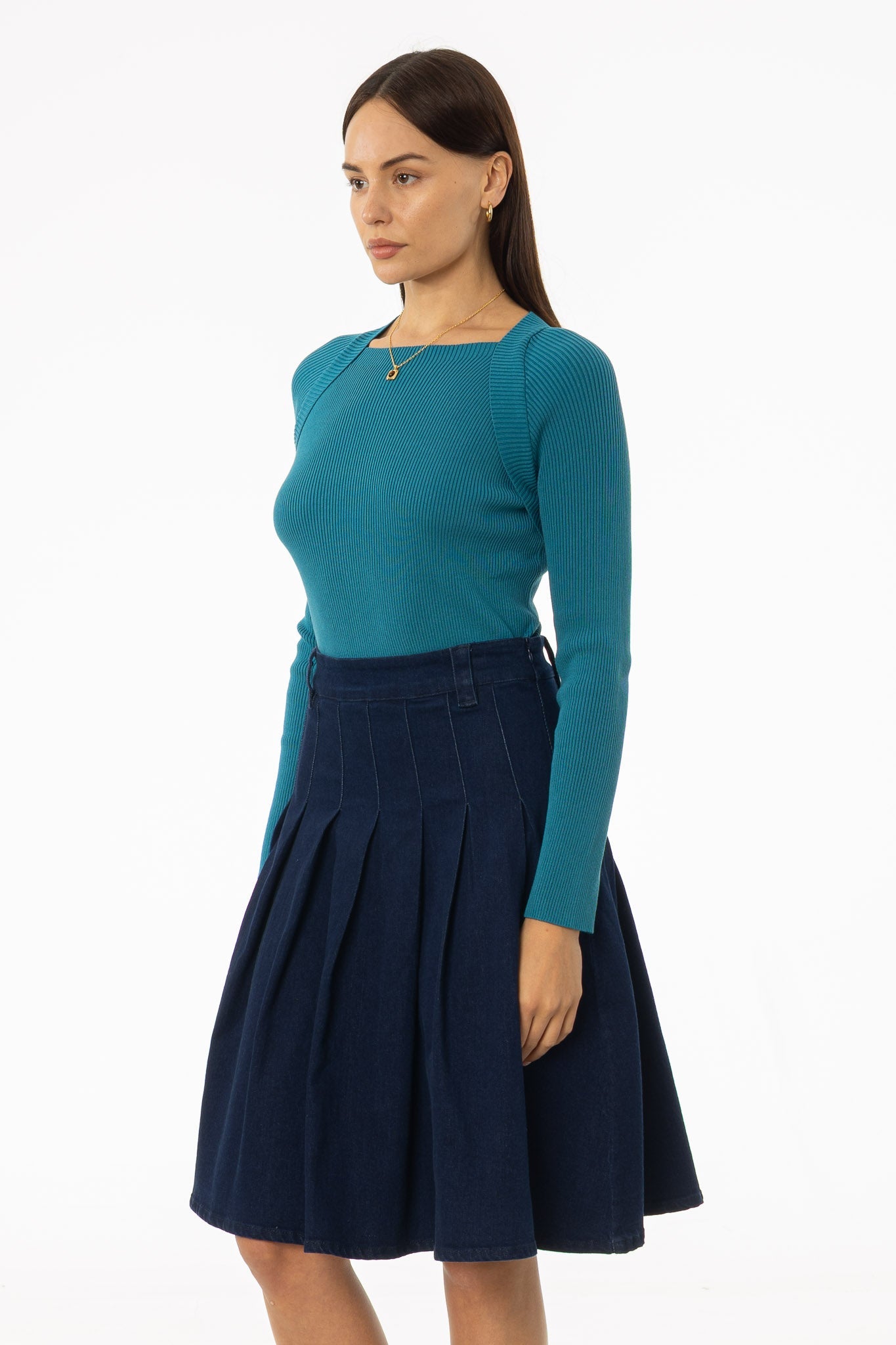 Teal Faux Shrug Knit Top