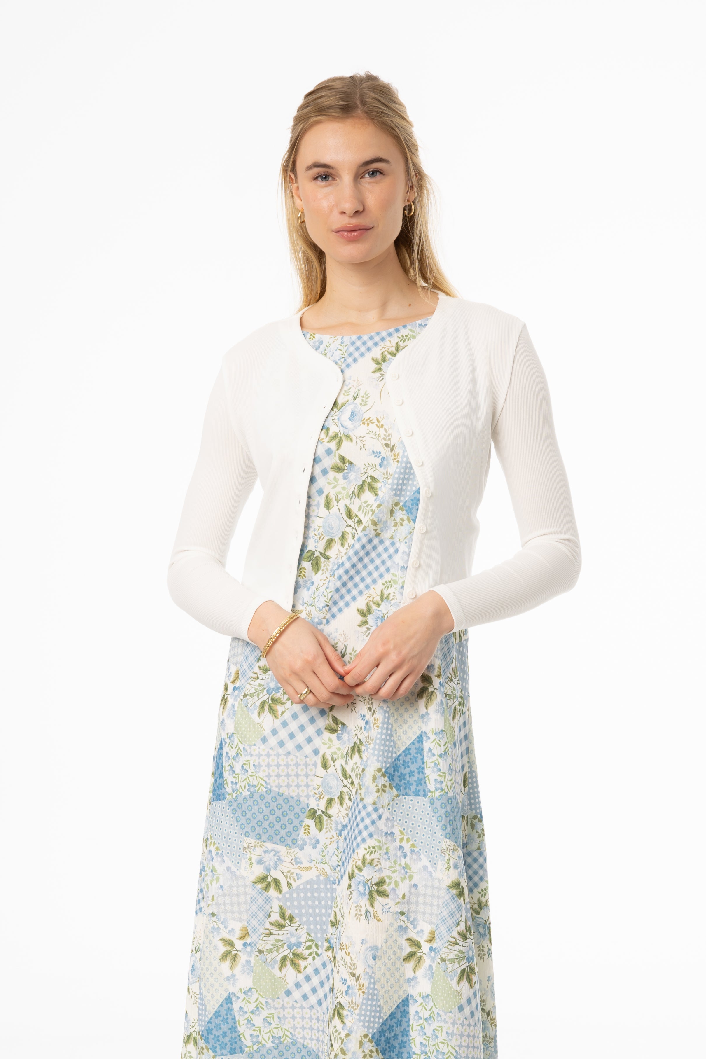 White Ribbed Cardigan