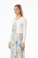 White Ribbed Cardigan