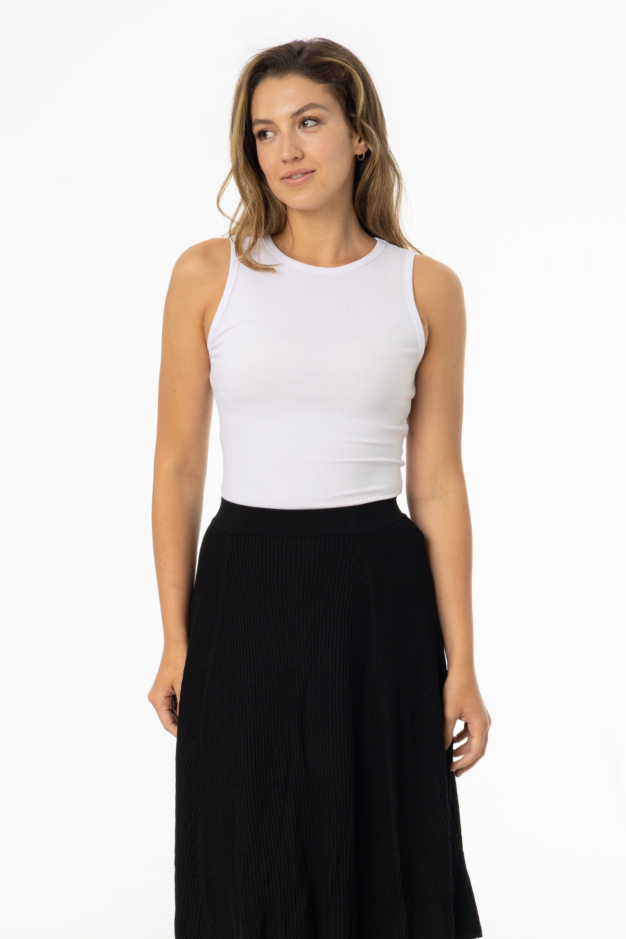 White Ribbed Tank Top