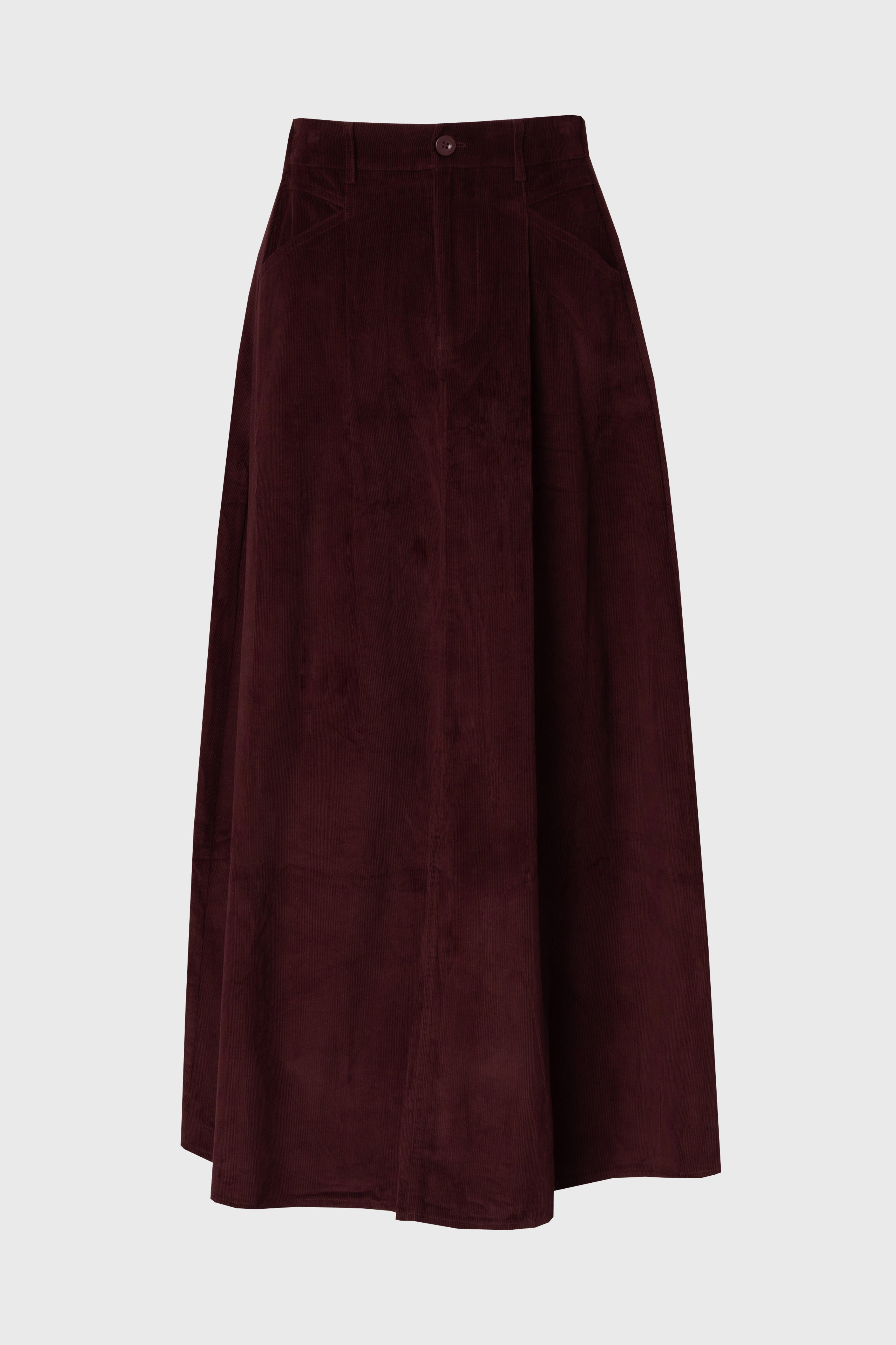Burgundy Cargo Corduroy Maxi Skirt