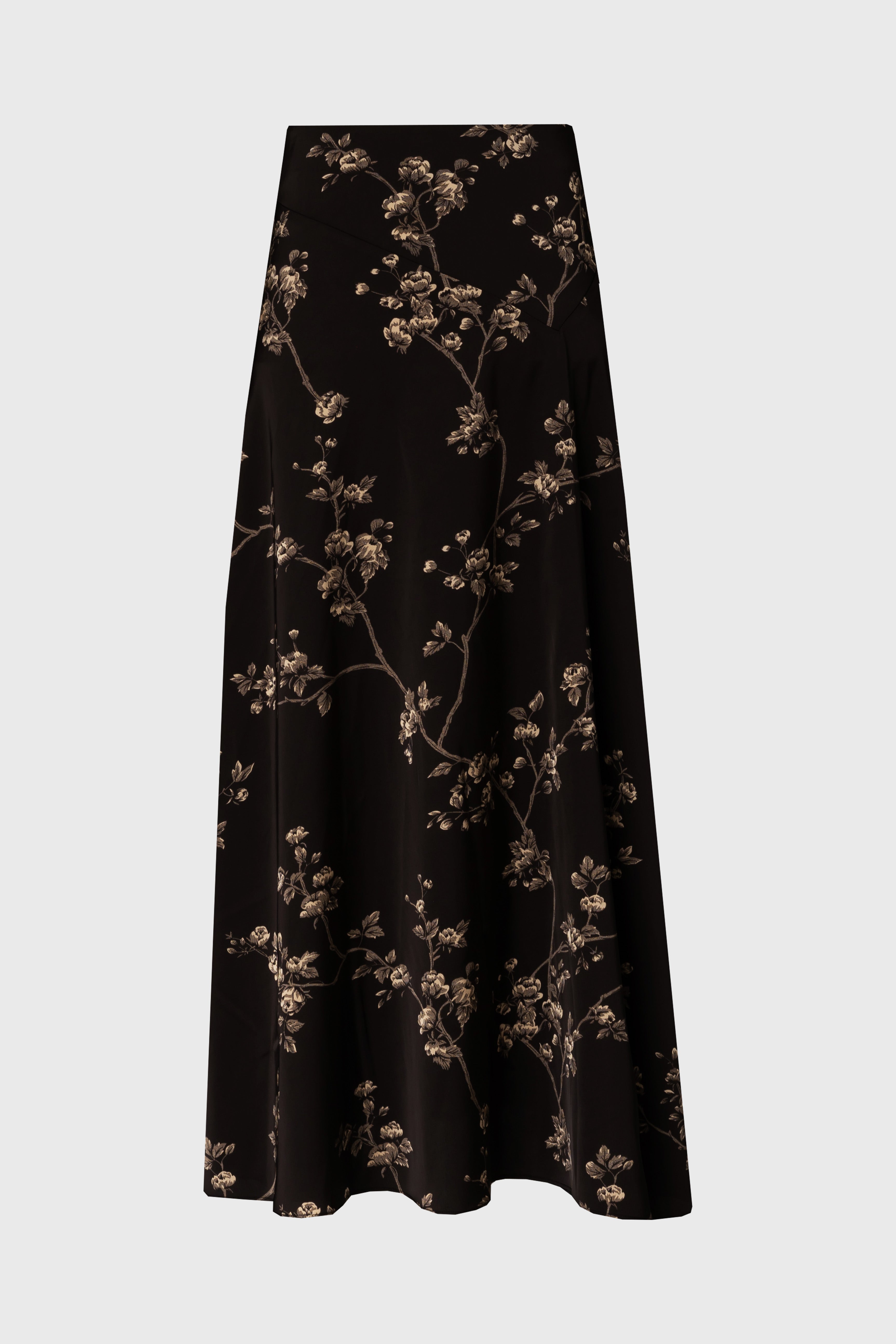 Black & Beige Asymmetrical Flare Skirt