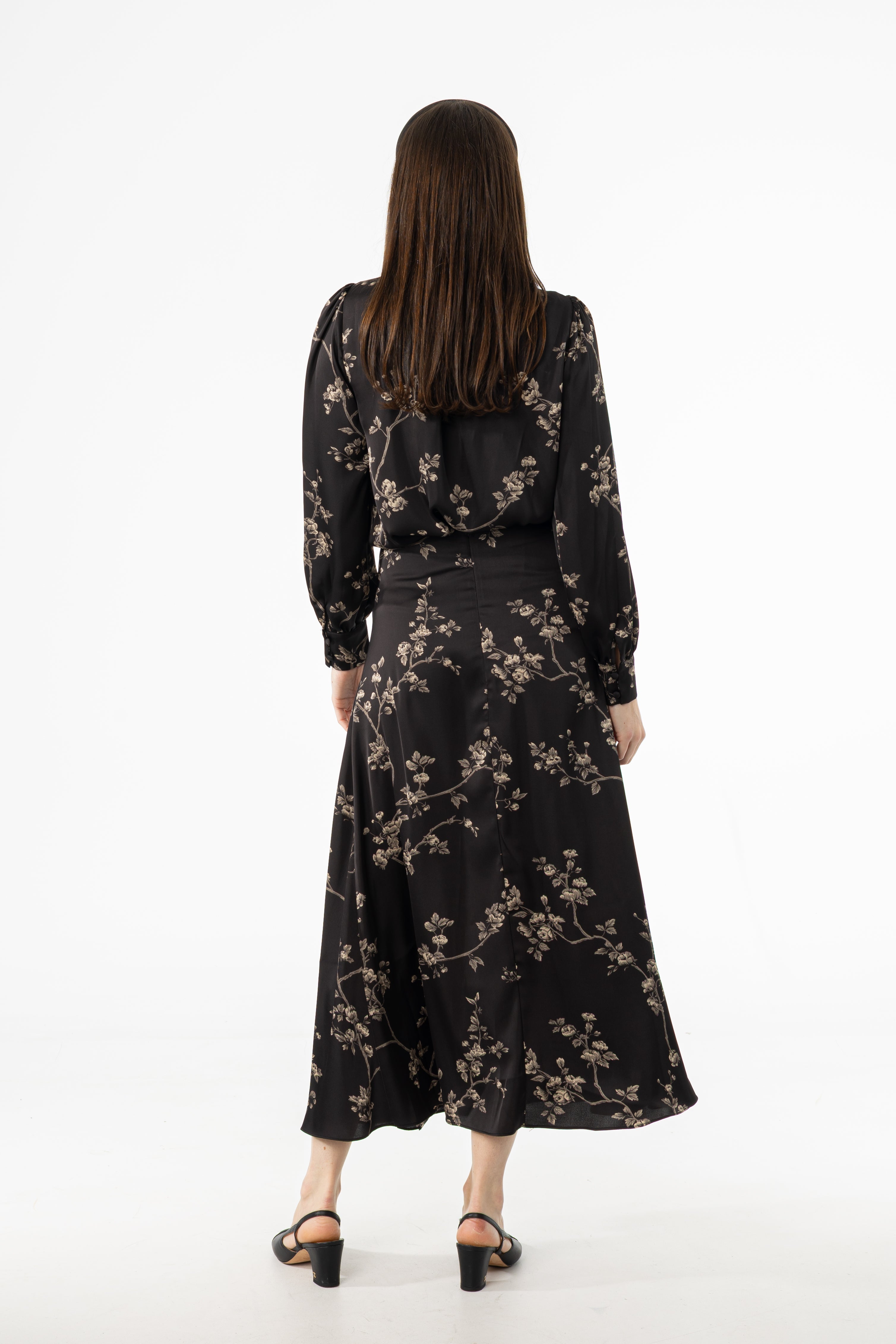 Black & Beige Asymmetrical Flare Skirt