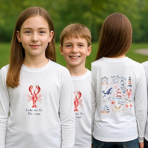 Custom Cape Cod Shirt Lobster Shirt Personalized Sun Protection Wicking Shirts for Kids Family Reunion Shirt Beach Shirt Youth Fishing Shirt