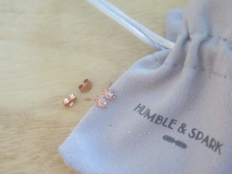 Silver milgrain stud earrings | Tiny stud earrings | Dainty stud earrings | Delicate stud earrings | Second hole | Minimalist earrings