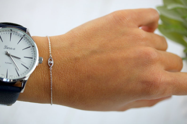 Sterling Silver Evil eye bracelet | Rose gold evil eye bracelet | Dainty evil eye bracelet | Tiny eye bracelet | good luck bracelet |