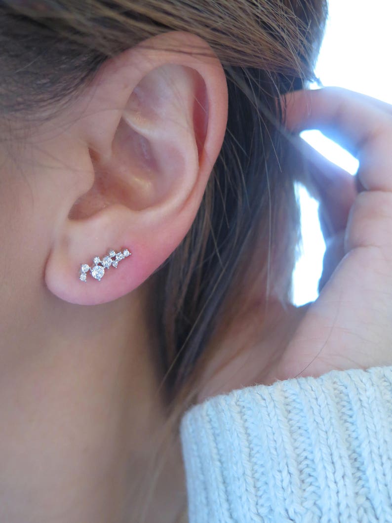 Sterling Silver Cluster ear climbers | Cluster earrings | Unique ear climbers | Every day earrings | Bridal party gift | Wedding earrings