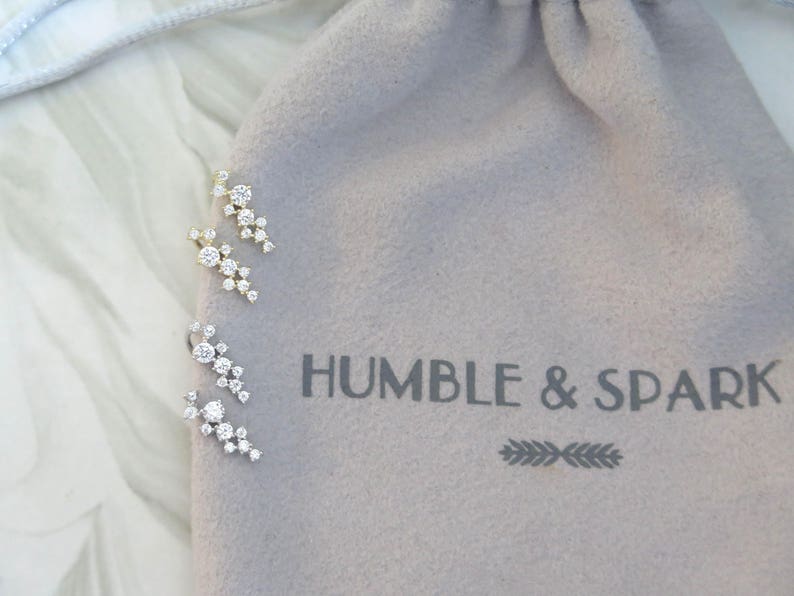 Sterling Silver Cluster ear climbers | Cluster earrings | Unique ear climbers | Every day earrings | Bridal party gift | Wedding earrings