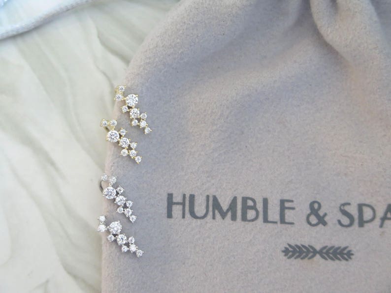 Sterling Silver Cluster ear climbers | Cluster earrings | Unique ear climbers | Every day earrings | Bridal party gift | Wedding earrings