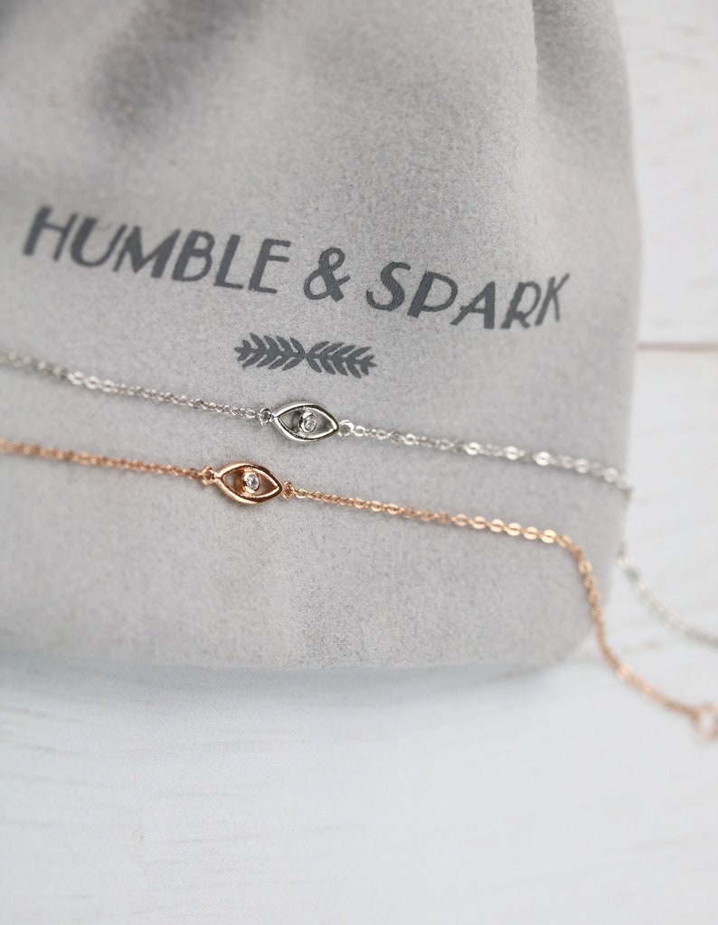 Sterling Silver Evil eye bracelet | Rose gold evil eye bracelet | Dainty evil eye bracelet | Tiny eye bracelet | good luck bracelet |
