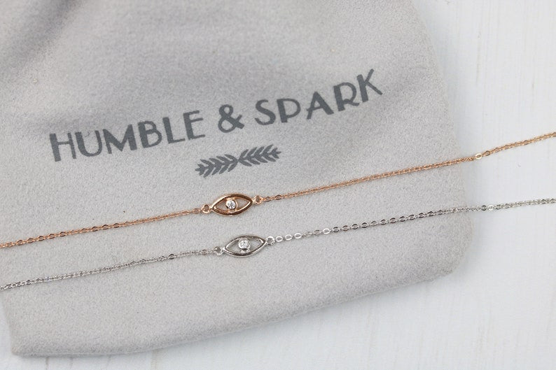 Sterling Silver Evil eye bracelet | Rose gold evil eye bracelet | Dainty evil eye bracelet | Tiny eye bracelet | good luck bracelet |