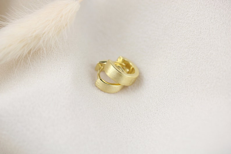 Sterling Silver / Gold plated thick matte huggies | tiny hoops | thick huggies | plain matte huggies | Unique huggies