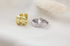 Sterling Silver / Gold plated thick matte huggies | tiny hoops | thick huggies | plain matte huggies | Unique huggies