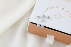 Sterling Silver Cubic Zirconia halo studs | simple studs with a halo | Silver studs | Hypoallergenic stud | small studs | second hole